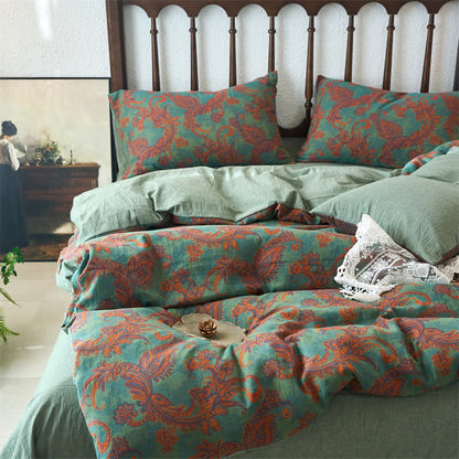 Bettwäscheset mit Vintage-Paisleymuster und Gaze (4-teilig)