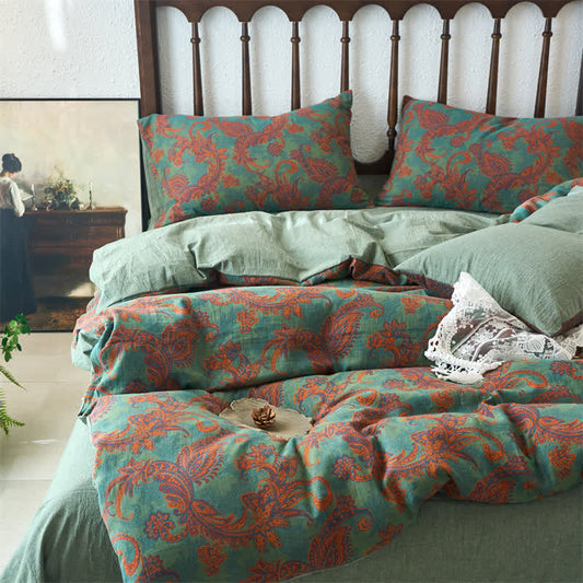 Bettwäscheset mit Vintage-Paisleymuster und Gaze (4-teilig)