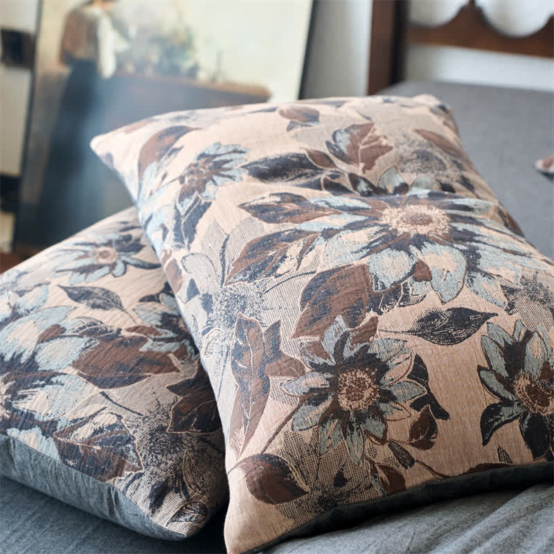 Garngefärbtes Bettwäscheset aus Baumwolle mit Jacquard-Blumenmuster (4-teilig)