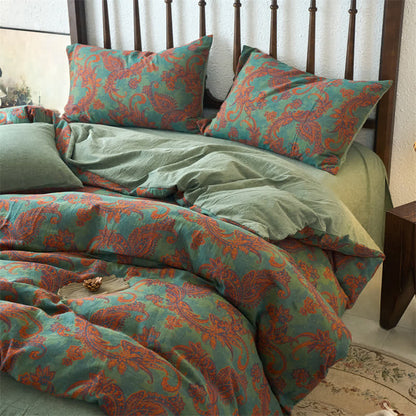 Bettwäscheset mit Vintage-Paisleymuster und Gaze (4-teilig)
