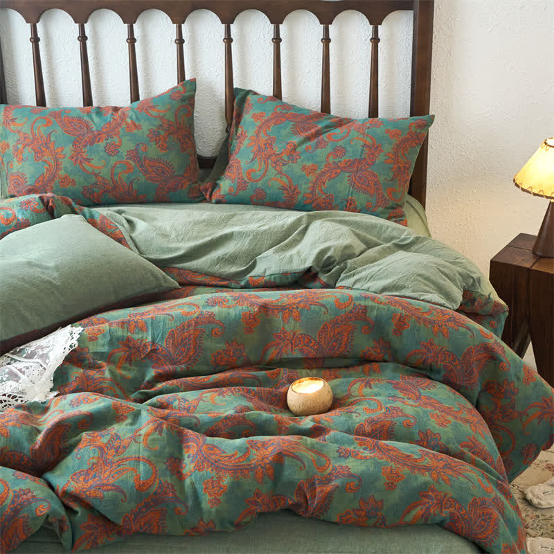 Bettwäscheset mit Vintage-Paisleymuster und Gaze (4-teilig)