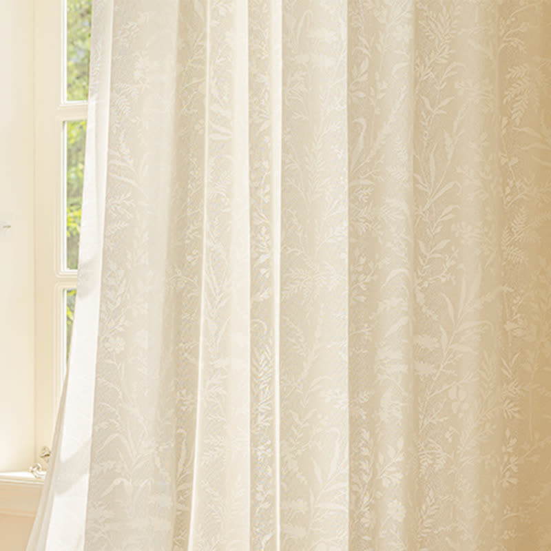 Transparenter Vorhang aus französischem Jacquard mit Blumenmuster