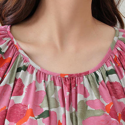 Loungewear-Set mit Blumenmuster und botanischem Muster in Übergröße