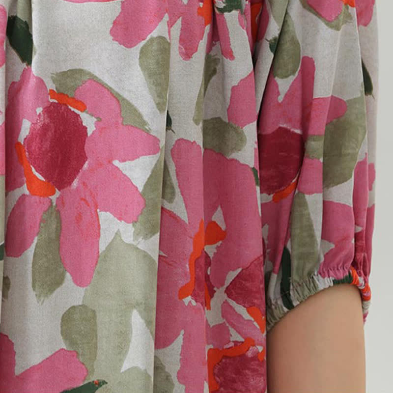 Loungewear-Set mit Blumenmuster und botanischem Muster in Übergröße