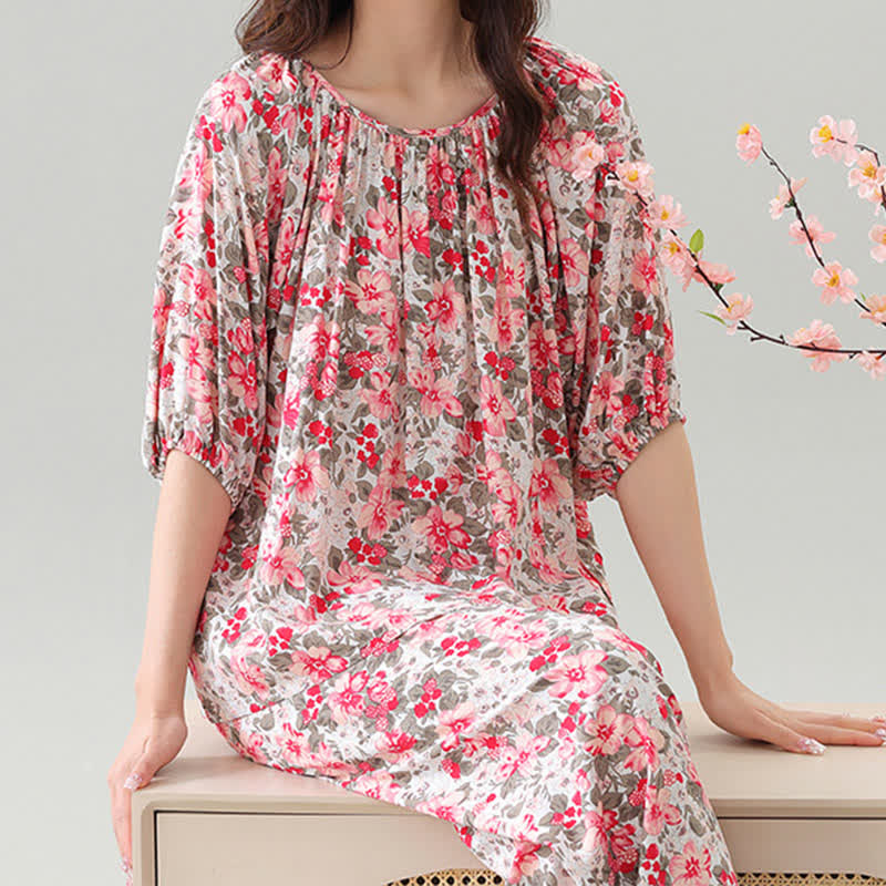 Loungewear-Set mit Blumenmuster und botanischem Muster in Übergröße