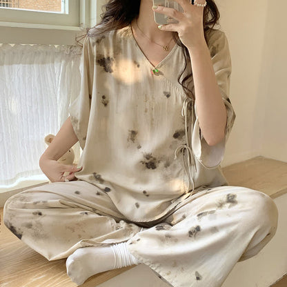 Branch – Loungewear-Set mit mittellangen Ärmeln und Spritztinte