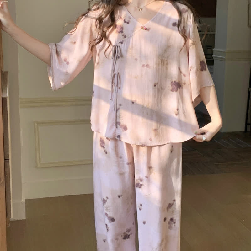Branch – Loungewear-Set mit mittellangen Ärmeln und Spritztinte