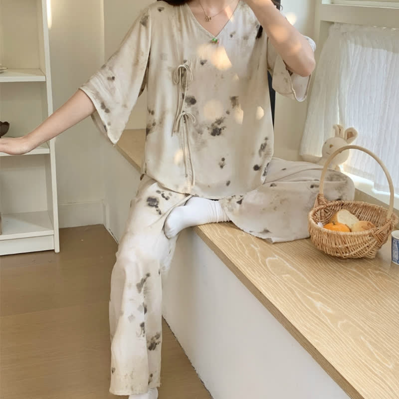 Branch – Loungewear-Set mit mittellangen Ärmeln und Spritztinte