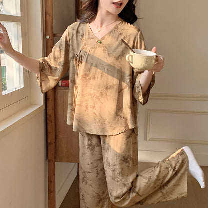 Branch – Loungewear-Set mit mittellangen Ärmeln und Spritztinte