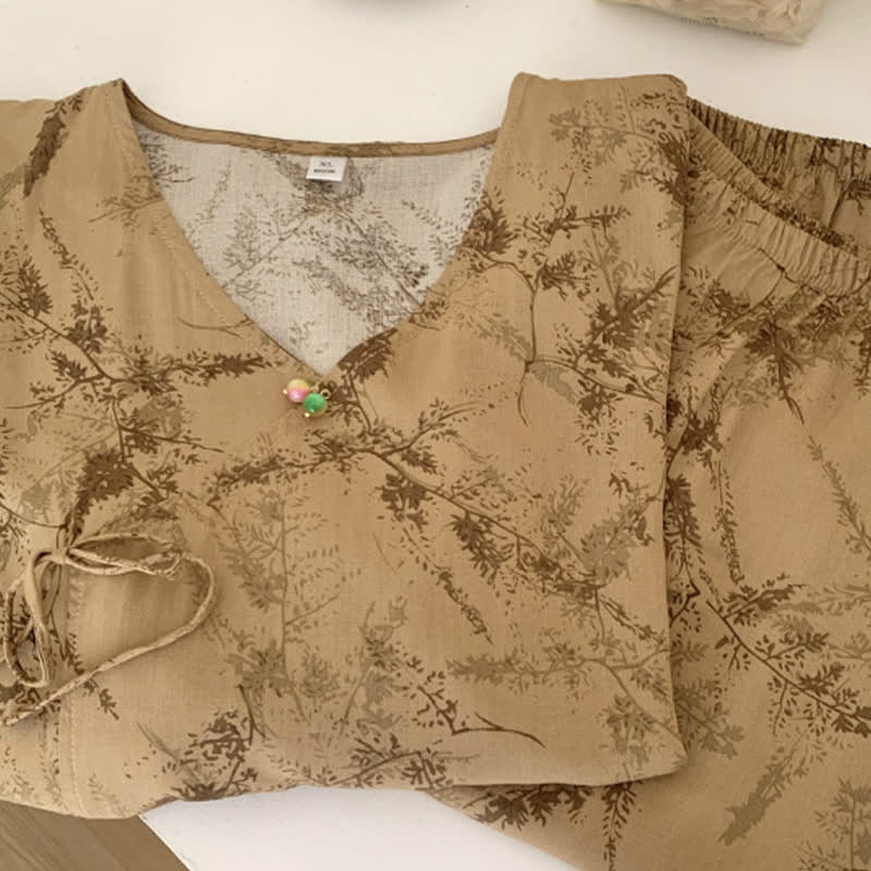 Branch – Loungewear-Set mit mittellangen Ärmeln und Spritztinte