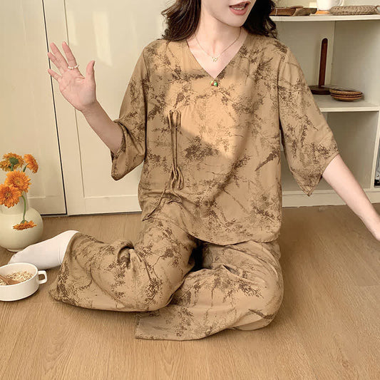 Branch – Loungewear-Set mit mittellangen Ärmeln und Spritztinte