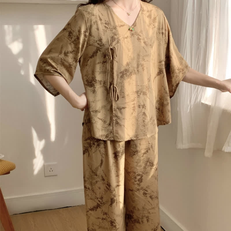Branch – Loungewear-Set mit mittellangen Ärmeln und Spritztinte
