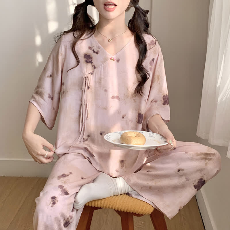 Branch – Loungewear-Set mit mittellangen Ärmeln und Spritztinte