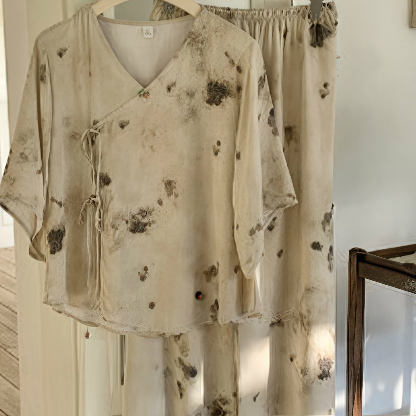 Branch – Loungewear-Set mit mittellangen Ärmeln und Spritztinte