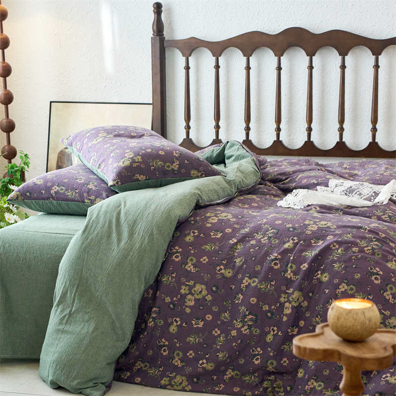 Bettwäscheset mit Jacquard-Gaze und Blumenmuster (4-teilig)