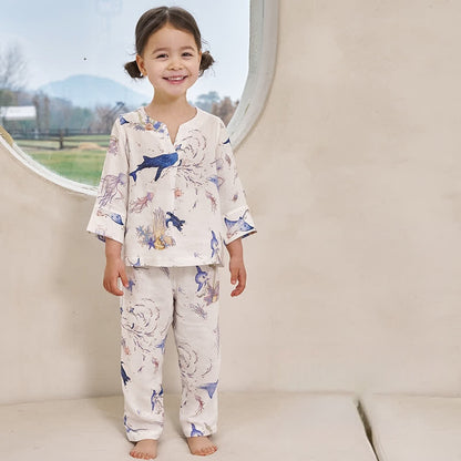Eltern-Kind-Pyjama-Set aus Bambusfaser „Underwater World“