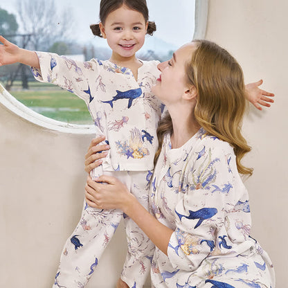 Eltern-Kind-Pyjama-Set aus Bambusfaser „Underwater World“