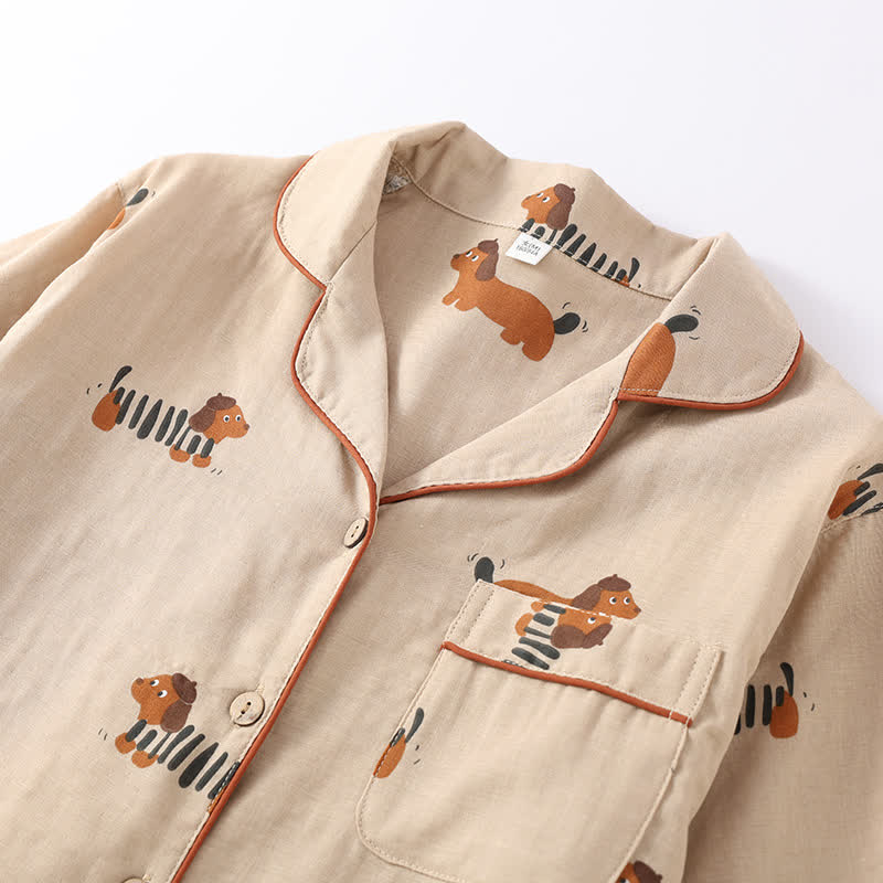 Niedliches Hunde-Pyjama-Set aus reiner Baumwolle