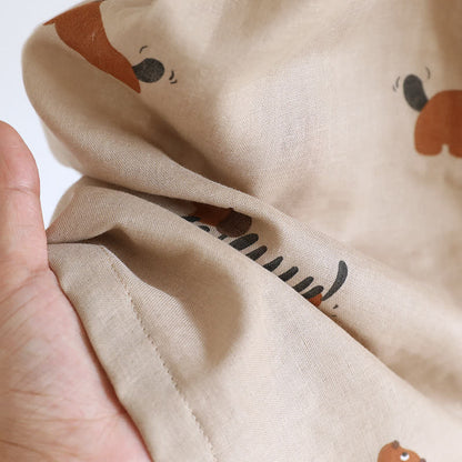 Süßes Kurzarm-Pyjama-Set mit Dackel-Paar