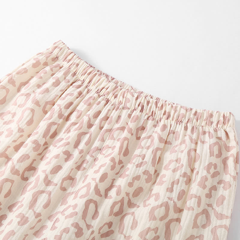 Loungewear-Set aus Baumwollgaze mit Leopardenmuster