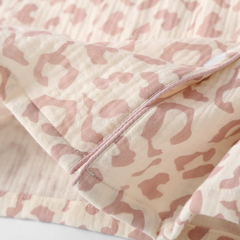 Loungewear-Set aus Baumwollgaze mit Leopardenmuster