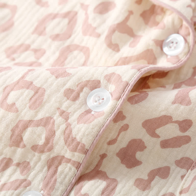 Loungewear-Set aus Baumwollgaze mit Leopardenmuster