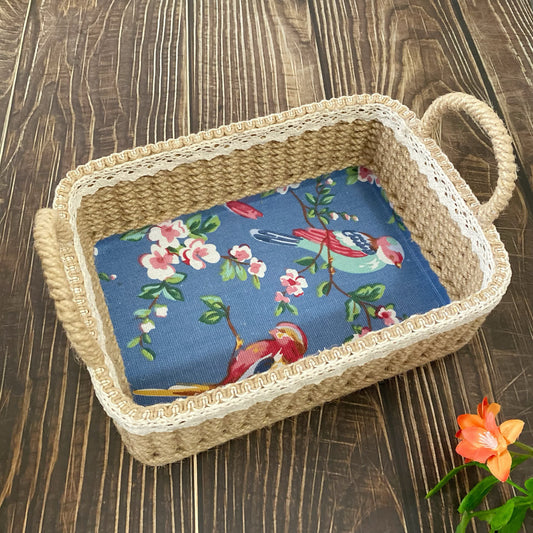 Retro Poetic Flower Bird Handgewebter Aufbewahrungskorb