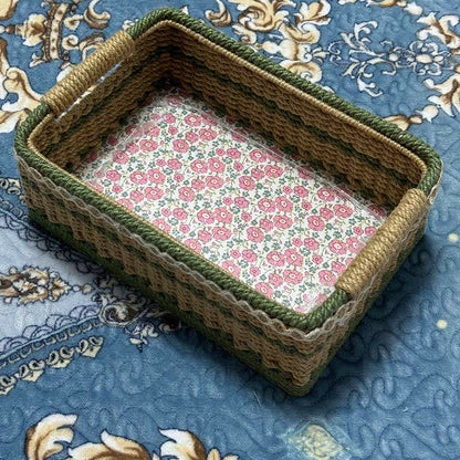 Rustikaler handgewebter Jacquard-Aufbewahrungskorb
