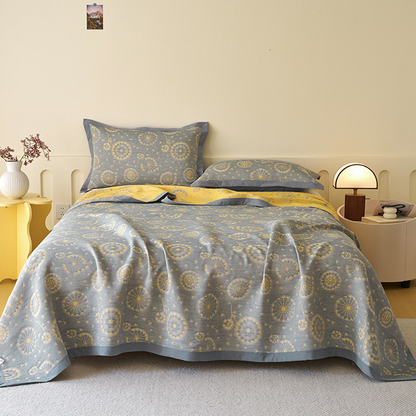 Bequeme Steppdecke „Rural Dandelion“ aus reiner Baumwolle
