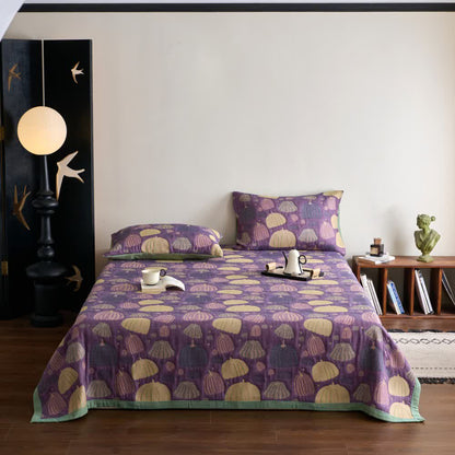 Dreilagige Kürbissteppdecke aus Baumwollgaze