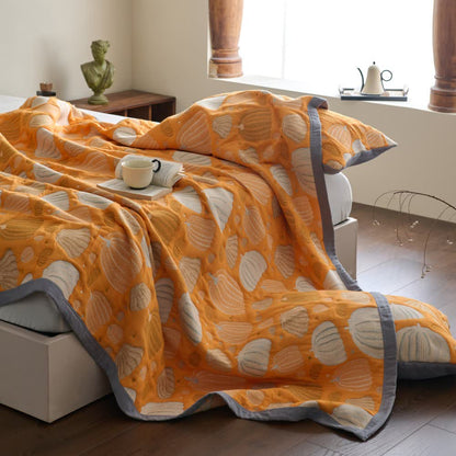 Dreilagige Kürbissteppdecke aus Baumwollgaze