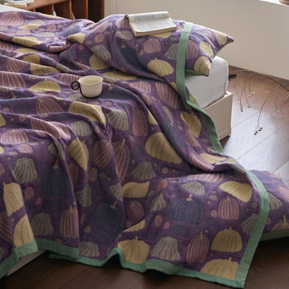 Dreilagige Kürbissteppdecke aus Baumwollgaze