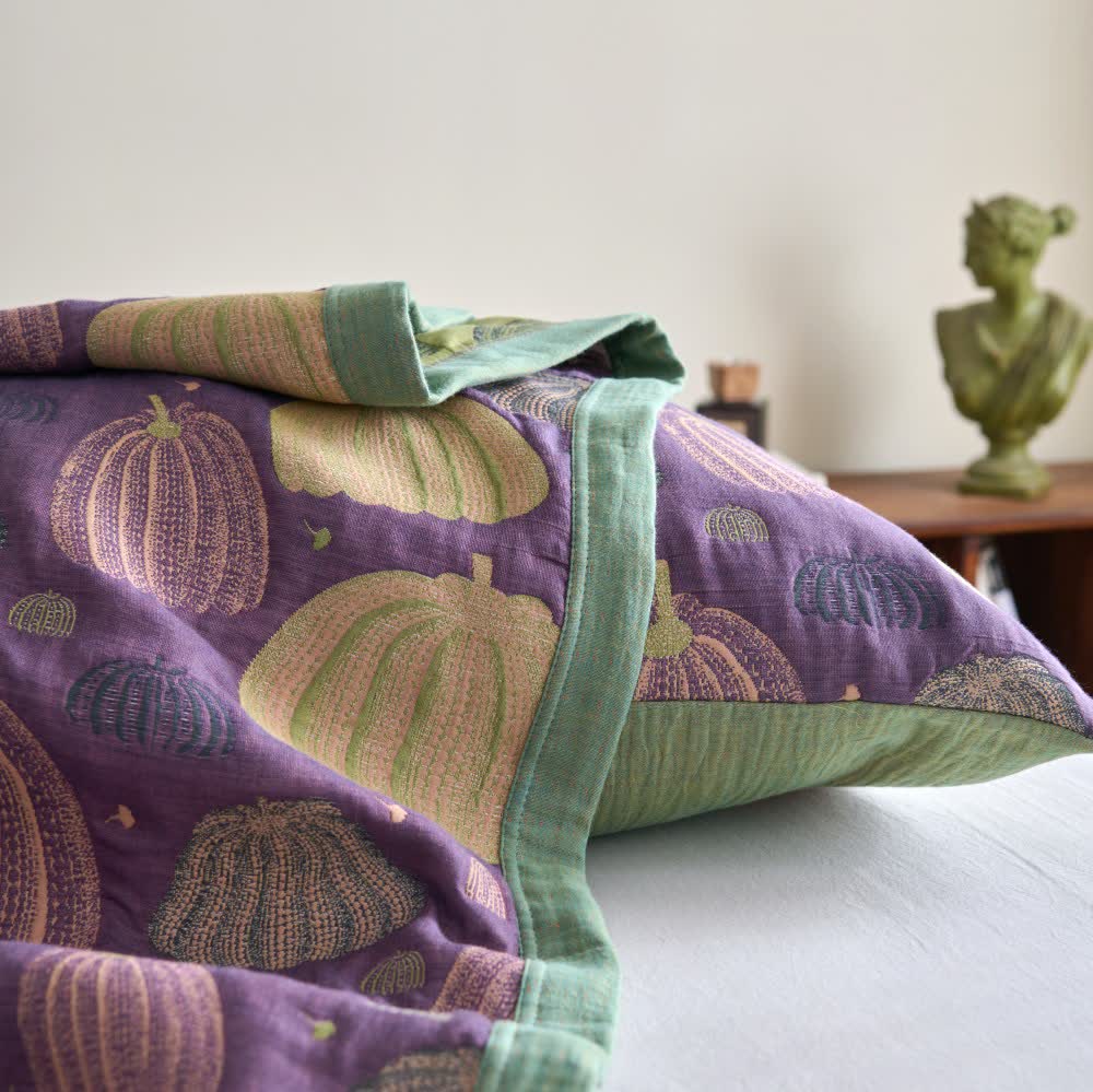 Dreilagige Kürbissteppdecke aus Baumwollgaze