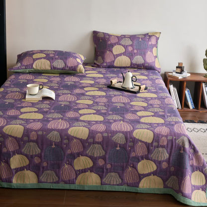 Dreilagige Kürbissteppdecke aus Baumwollgaze