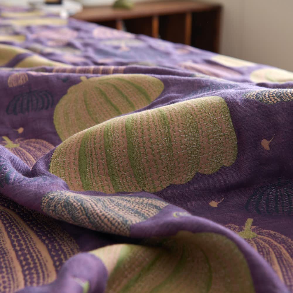 Dreilagige Kürbissteppdecke aus Baumwollgaze