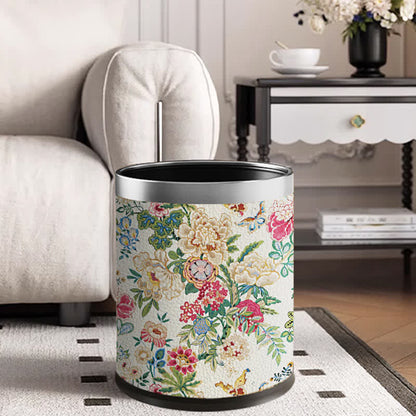Robuster doppellagiger Mülleimer mit Blumenmuster im Vintage-Stil