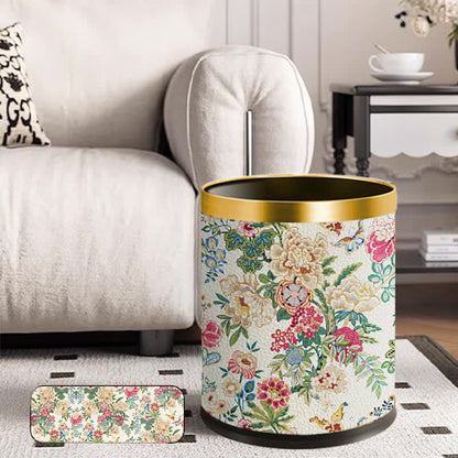 Robuster doppellagiger Mülleimer mit Blumenmuster im Vintage-Stil