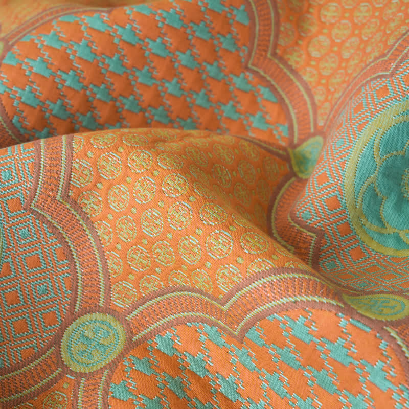 Wendbare Vintage-Jacquarddecke aus Baumwollgaze