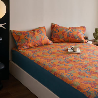 Atmungsaktives Spannbettlaken aus garngefärbter Jacquard-Baumwollgaze