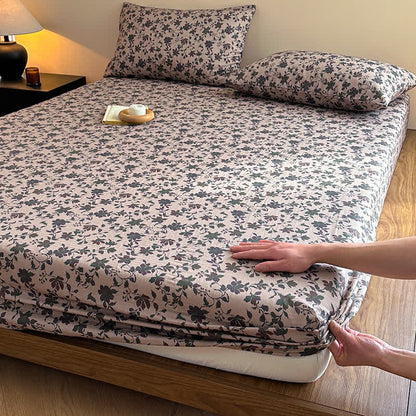 Spannbettlaken aus Baumwollgaze-Jacquard mit Blumenmuster