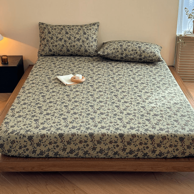 Spannbettlaken aus Baumwollgaze-Jacquard mit Blumenmuster