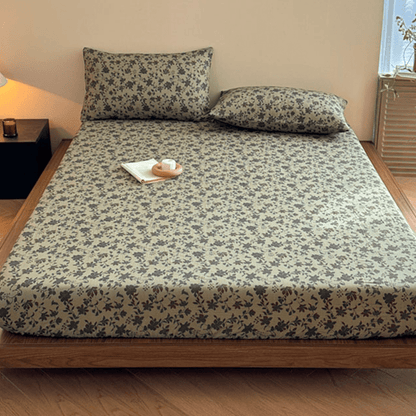 Spannbettlaken aus Baumwollgaze-Jacquard mit Blumenmuster