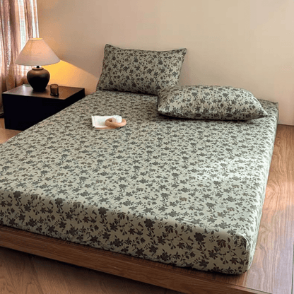 Spannbettlaken aus Baumwollgaze-Jacquard mit Blumenmuster