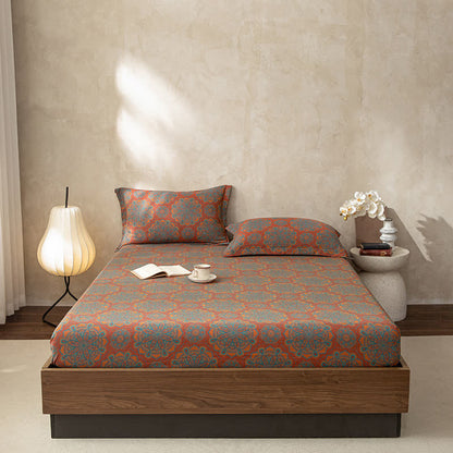 Weiches Spannbettlaken aus Baumwollgaze-Jacquard im Retro-Stil