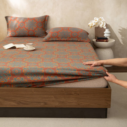 Weiches Spannbettlaken aus Baumwollgaze-Jacquard im Retro-Stil