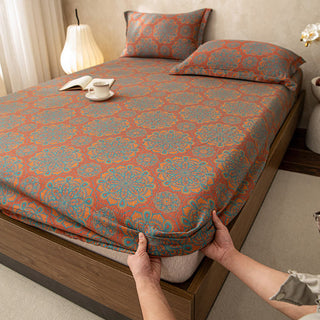 Weiches Spannbettlaken aus Baumwollgaze-Jacquard im Retro-Stil