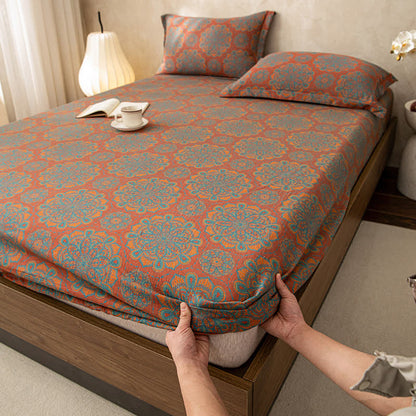 Weiches Spannbettlaken aus Baumwollgaze-Jacquard im Retro-Stil