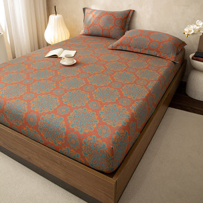 Weiches Spannbettlaken aus Baumwollgaze-Jacquard im Retro-Stil