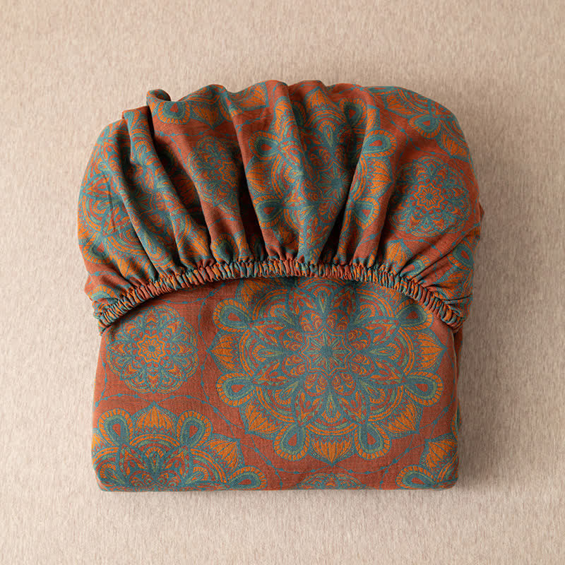 Weiches Spannbettlaken aus Baumwollgaze-Jacquard im Retro-Stil