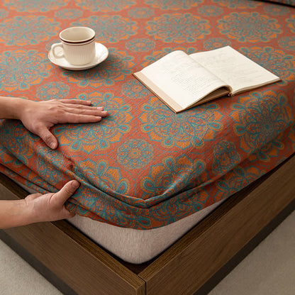 Weiches Spannbettlaken aus Baumwollgaze-Jacquard im Retro-Stil